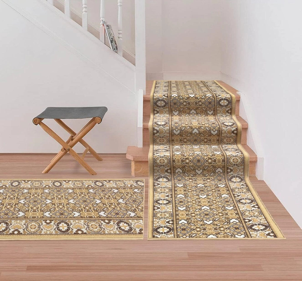 Passatoia Scala Bordata 67x1000 cm Ingresso Corridoio Tappeto Cucina Gradini Beige