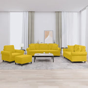 Set di Divani 4 pz con Cuscini Giallo in Velluto