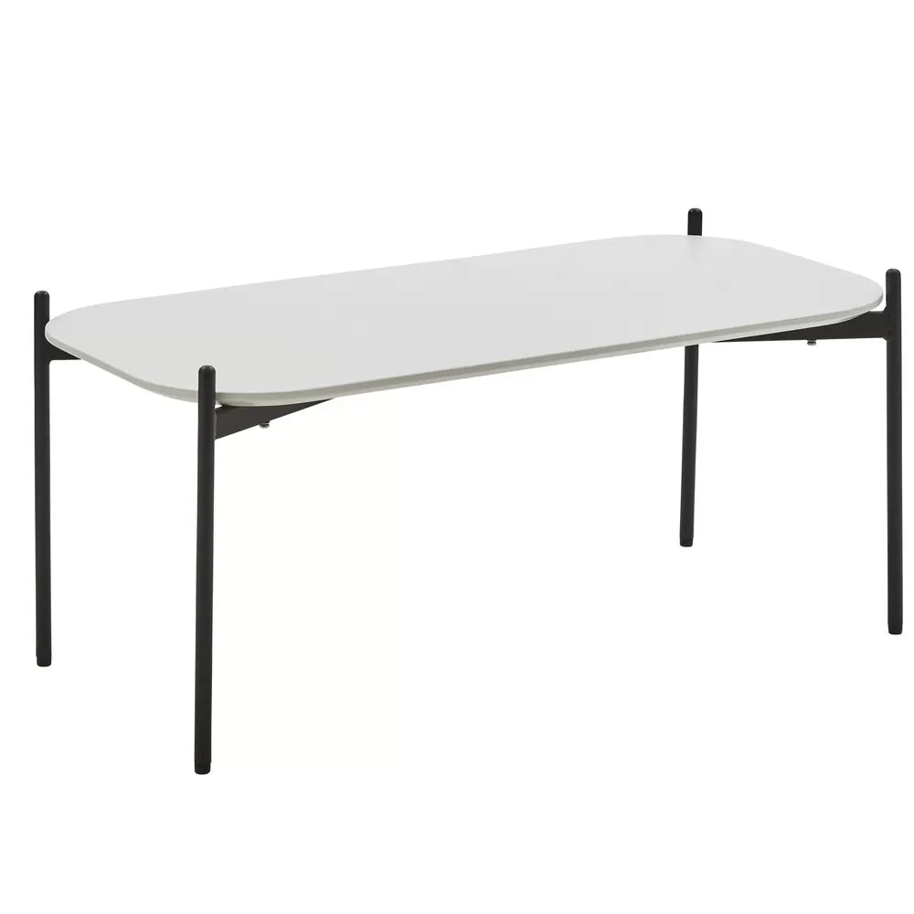 Tavolino rettangolare moderno mdf polipropilene bianco nero 100x50x43,5 - Mobili 2G