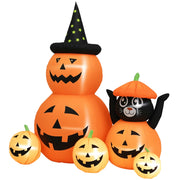 Calabaza Inflabile Halloween con Gatto e Luci LED IP44 ¨C zephmum ¨C Arancio 160x100x180 cm