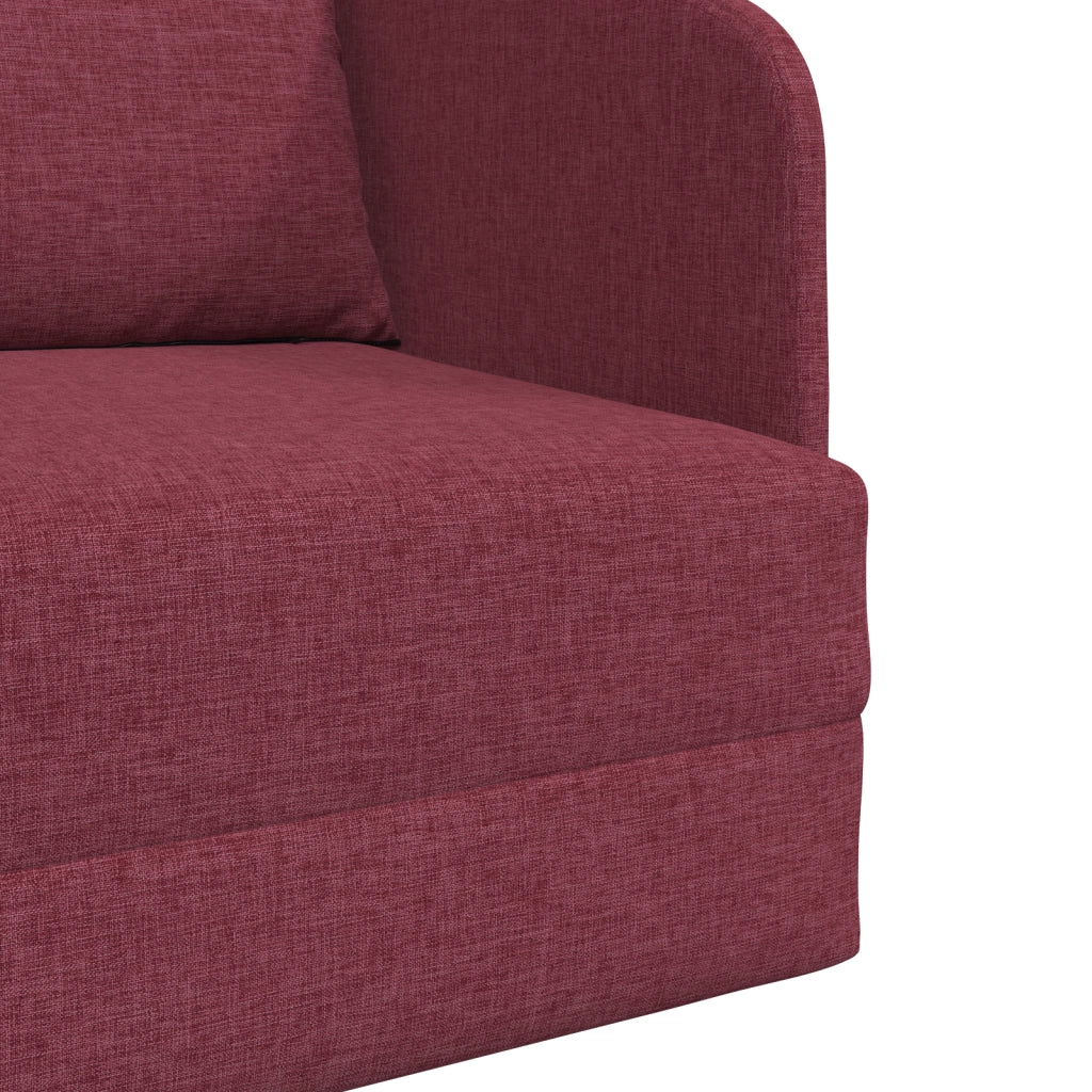 Divano letto a pavimento 2 in 1 rosso vino 65x80x83 cm tessuto