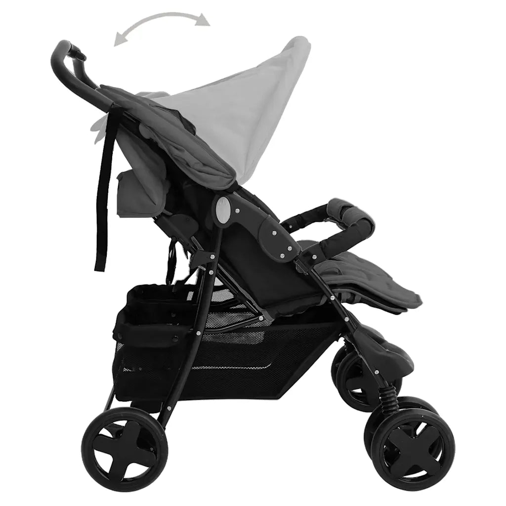 Passeggino Gemellare Grigio Scuro in Acciaio 10342