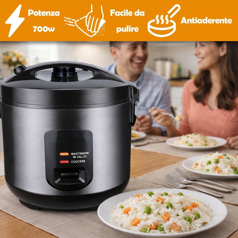 Cuociriso Elettrico Compatto 1.8L con Cottura Automatica Sana e Veloce 700W