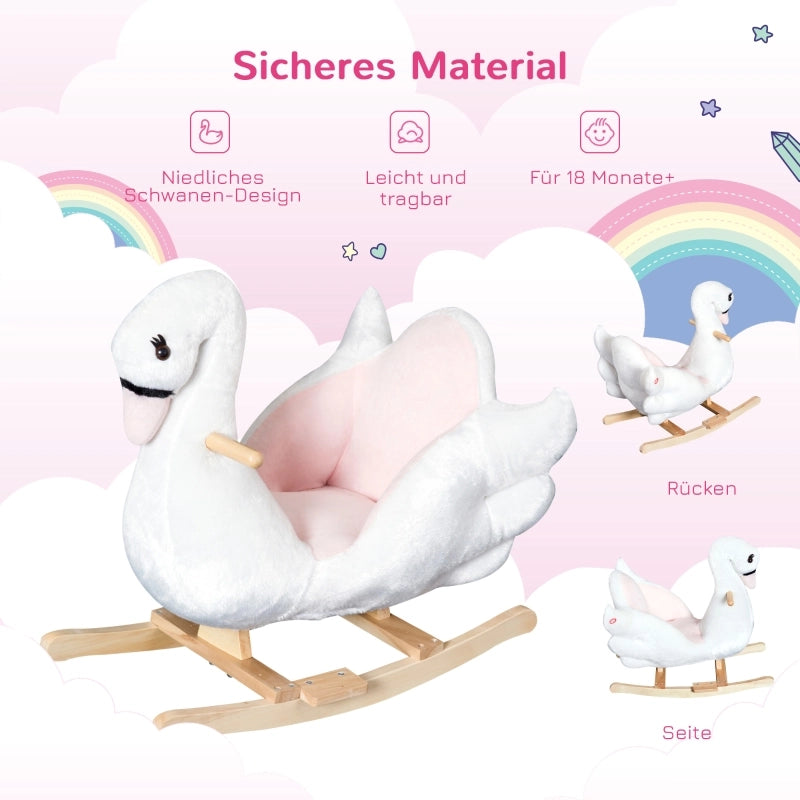 Cavallo a dondolo per bambini, rosa e bianco, morbido animale a dondolo, giocattolo per la cameretta dei bambini, 60x32x55 cm