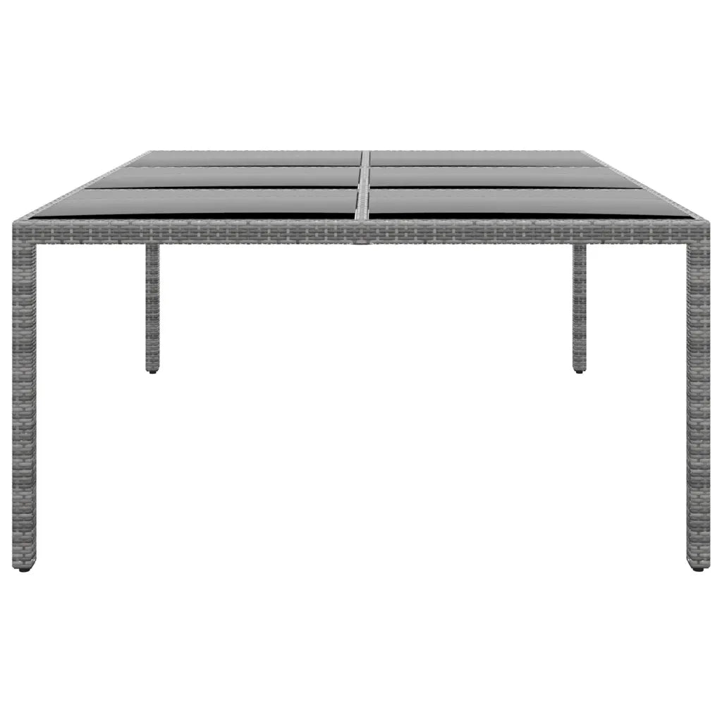 Tavolo Giardino 200x150x75 cm Vetro Temperato Polyrattan Grigio 310587