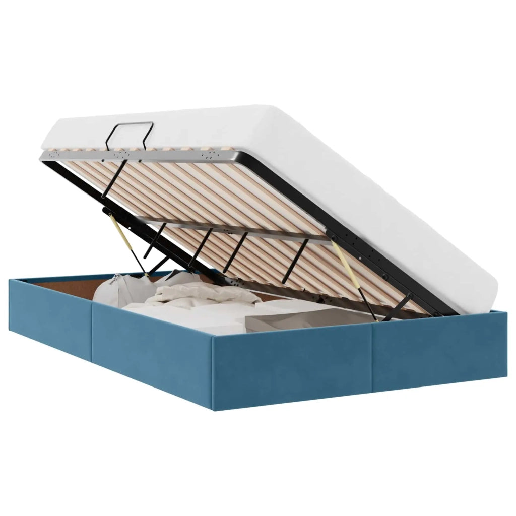 Letto ottomano con archiviazione Blu Scuro 120 x 200 cm Velluto