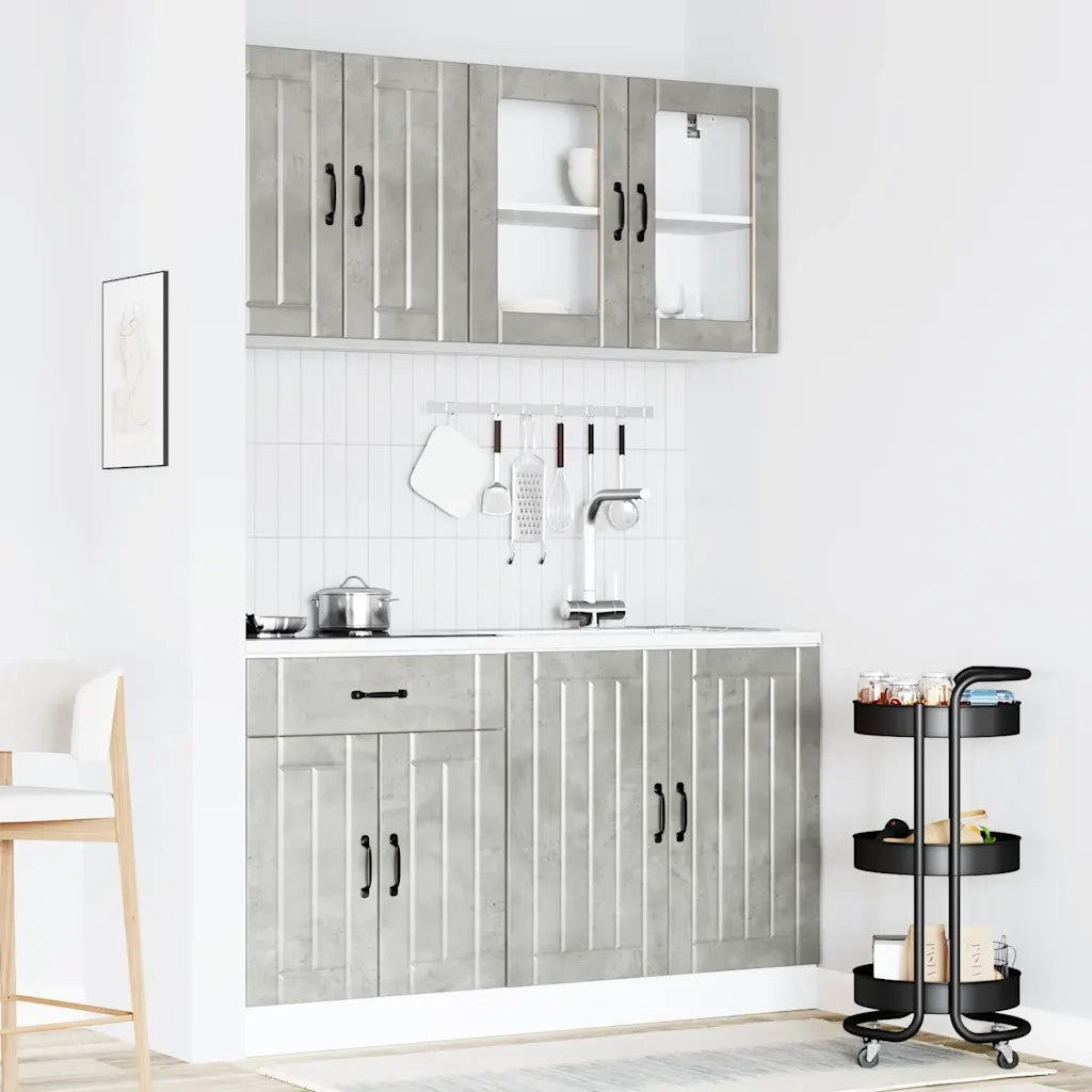 Set Mobili da Cucina 4 pz Kalmar Grigio Cemento in Truciolato