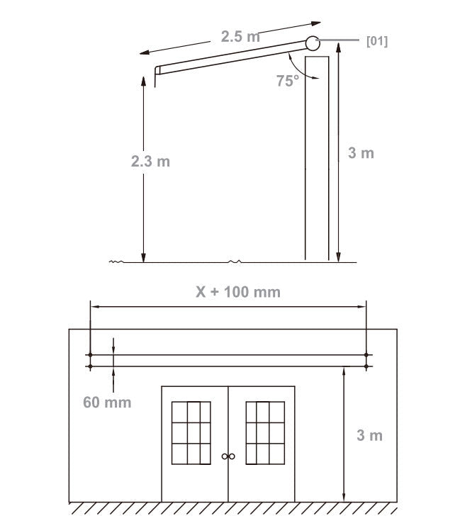 Tenda da Sole Barra Quadra 2x2,5m Tessuto in Poliestere Marrone