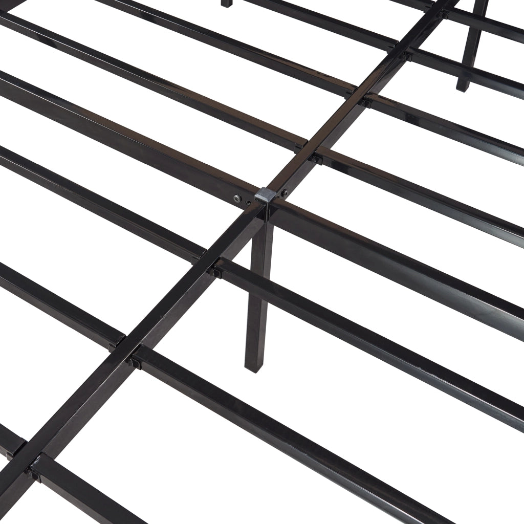 Struttura Letto Francese Vårdö 140 x 200 cm in Acciaio Nero [en.casa]