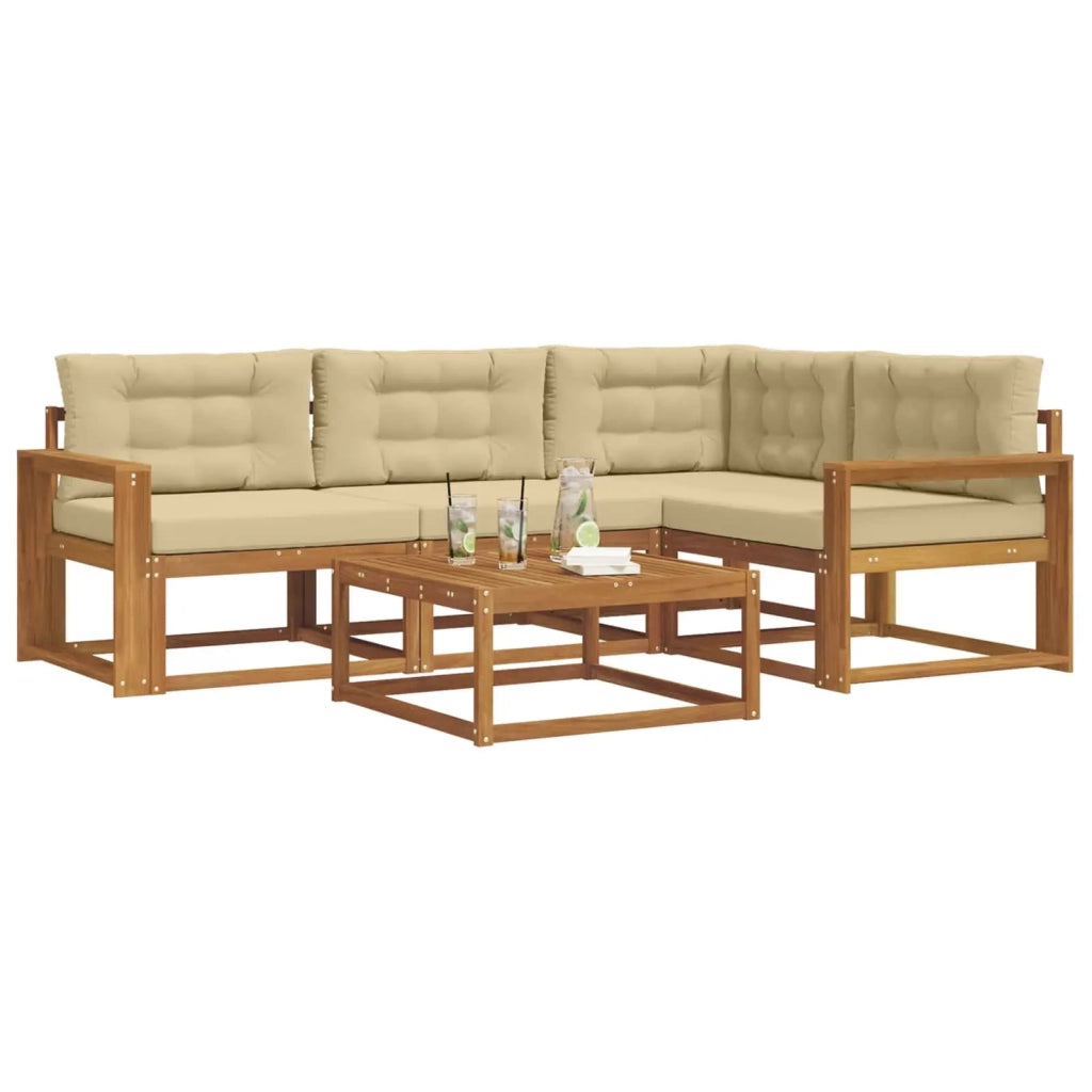 Set di divani da esterno con cuscino 5 pcs Naturale e Beige