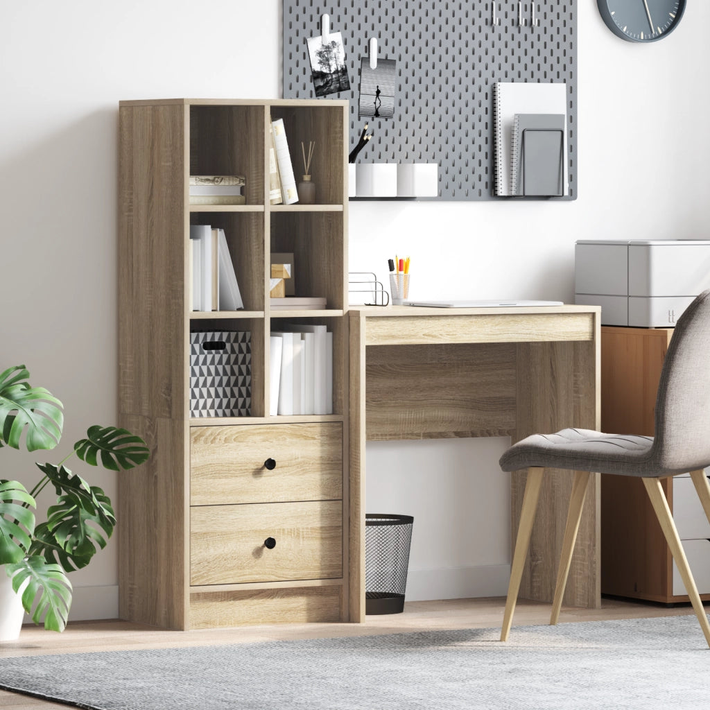 Scrivania con archiviazione rovere Sonoma legno ingegnerizzato