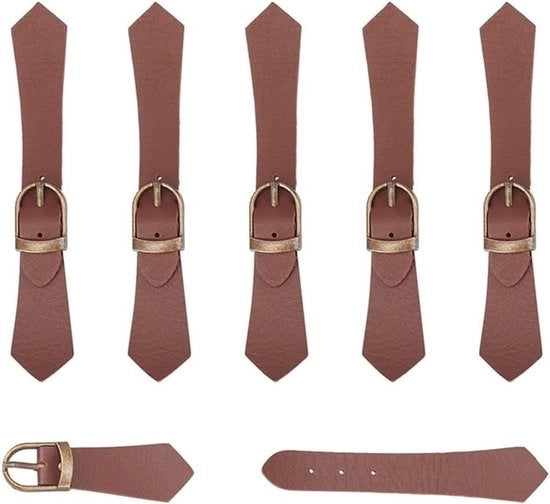 Set di chiusure in pelle marrone per DIY - 6 set - Bottone a vite - Metallo e pelle PU - Adatto per artigiani creativi - 29mm larghezza