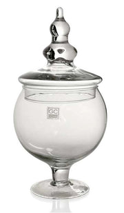 VASO POUTICHE DECORATIVO IN VETRO CON COPERCHIO 13 X 30 CM