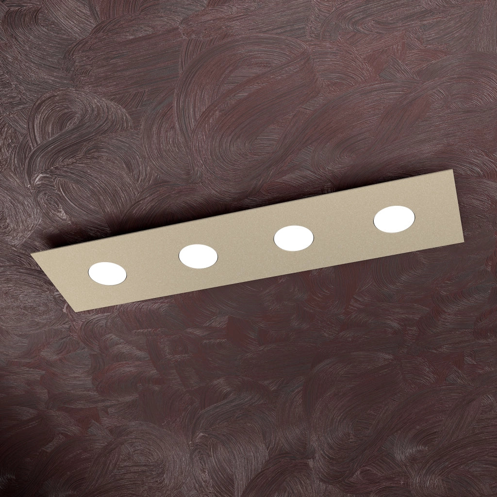 Toplight Plafoniera da soffitto rettangolare 4 luci Area con attacco GX53, struttura colore sabbia, design moderno 80x20x3cm