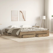 Struttura Letto  con Cassetti Rovere Artigianale 180x200 cm Legno Ingegnerizzato
