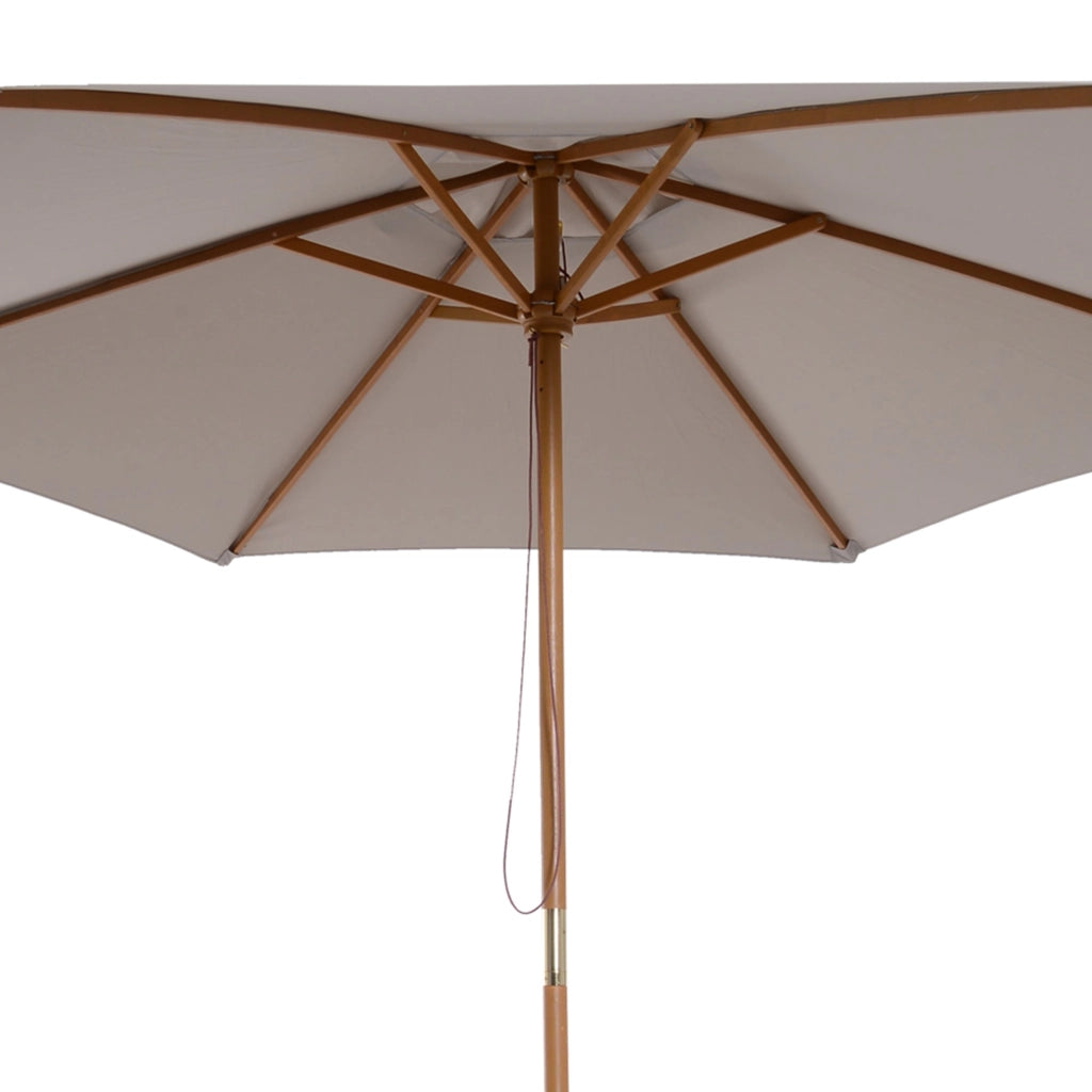 Ombrellone da Giardino a 6 Stecche 2,5x2,3m in Legno e Tessuto Poliestere Grigio