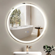 ZMH Specchio da bagno con funzione antiappannamento IP44 Rotondo Bianco Specchio da bagno variabile