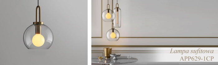 Lampada Da Soffitto Sospensione Sfera Di Vetro 20cm APP629-1CP