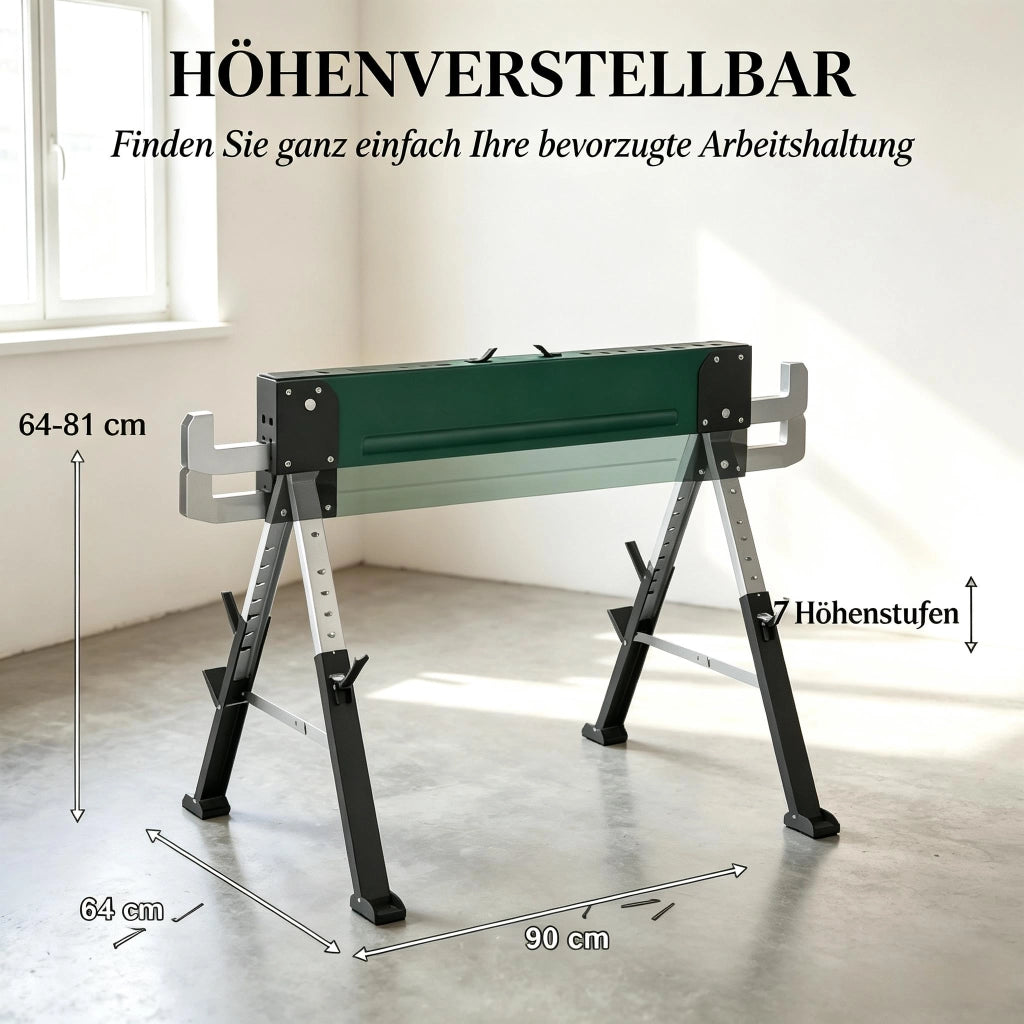 CAVALLETTO PIEGHEVOLE Set da 2 pezzi 116x64x64-81 cm Metallo Verde