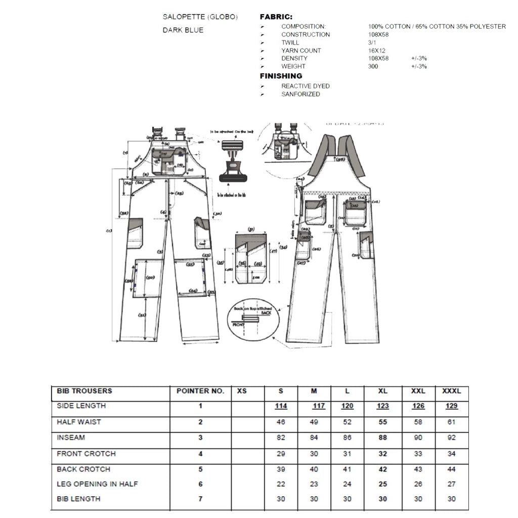 Multipack 4 pz salopette da lavoro globo professionale slim fit tg. l