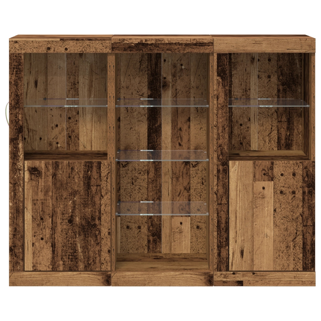 Mobiletto con Luci LED Legno Antico 123x37x100 cm Legno Ingegnerizzato