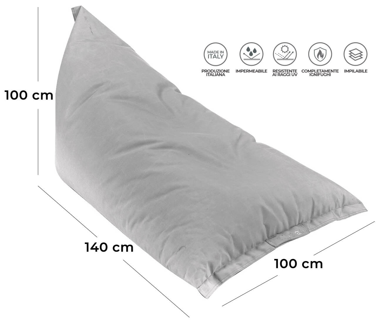 Poltrona a Sacco Pouf Sdraio in Acrilico Pomodone Milk Blu