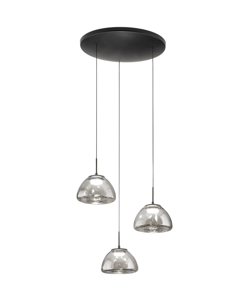 Lampada a Sospensione Lucille Ø350mm Fumé, LED 21W CCT 2700K/3000K/4000K, Dimmerabile, Struttura in Metallo e Vetro Borosilicato - Lucille