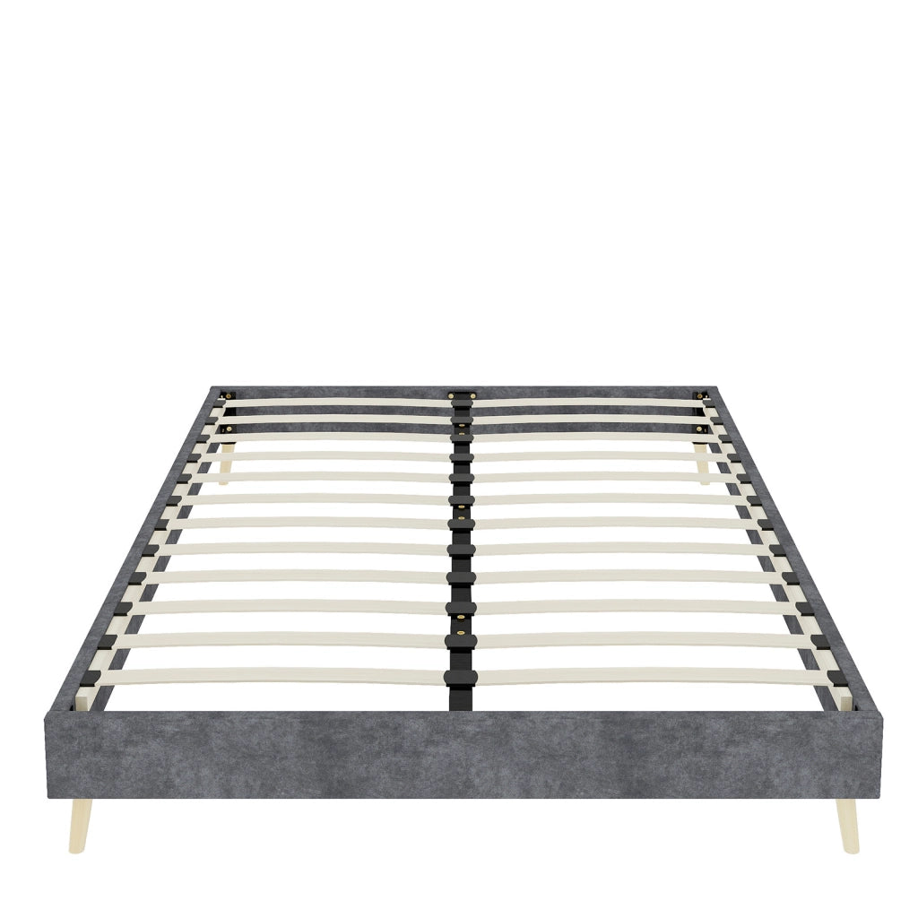 LETTO Piatto moderno 140x200 cm Grigio in tessuto e metallo