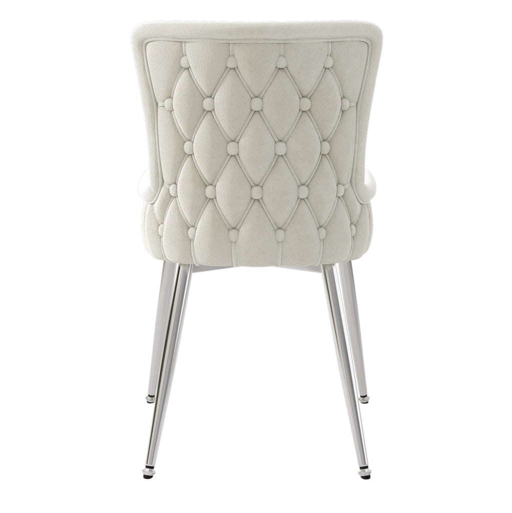 Set di 2 sedie in velluto beige con gambe in metallo argento
