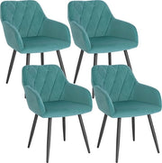 Quattro Divani da Cucina in Velluto - Divano da Cucina - Stile, Ergonomico e Comodo - Blu Turquesa