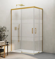Box doccia angolare BASIC apertura al vertice 85x80 cm (80-85/75-80) oro vetro satinato