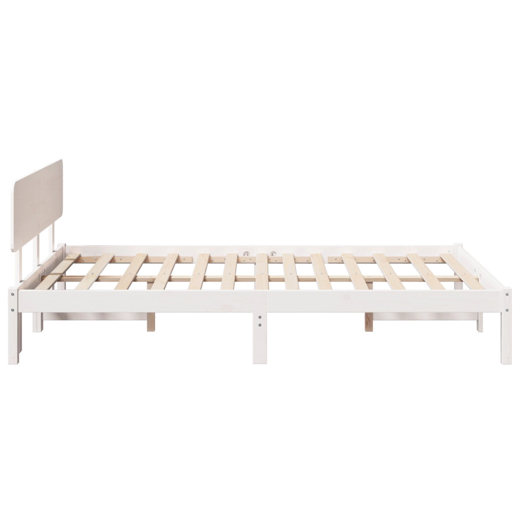 Struttura Letto con testiera Bianco 135x190 cm Legno massello di pino