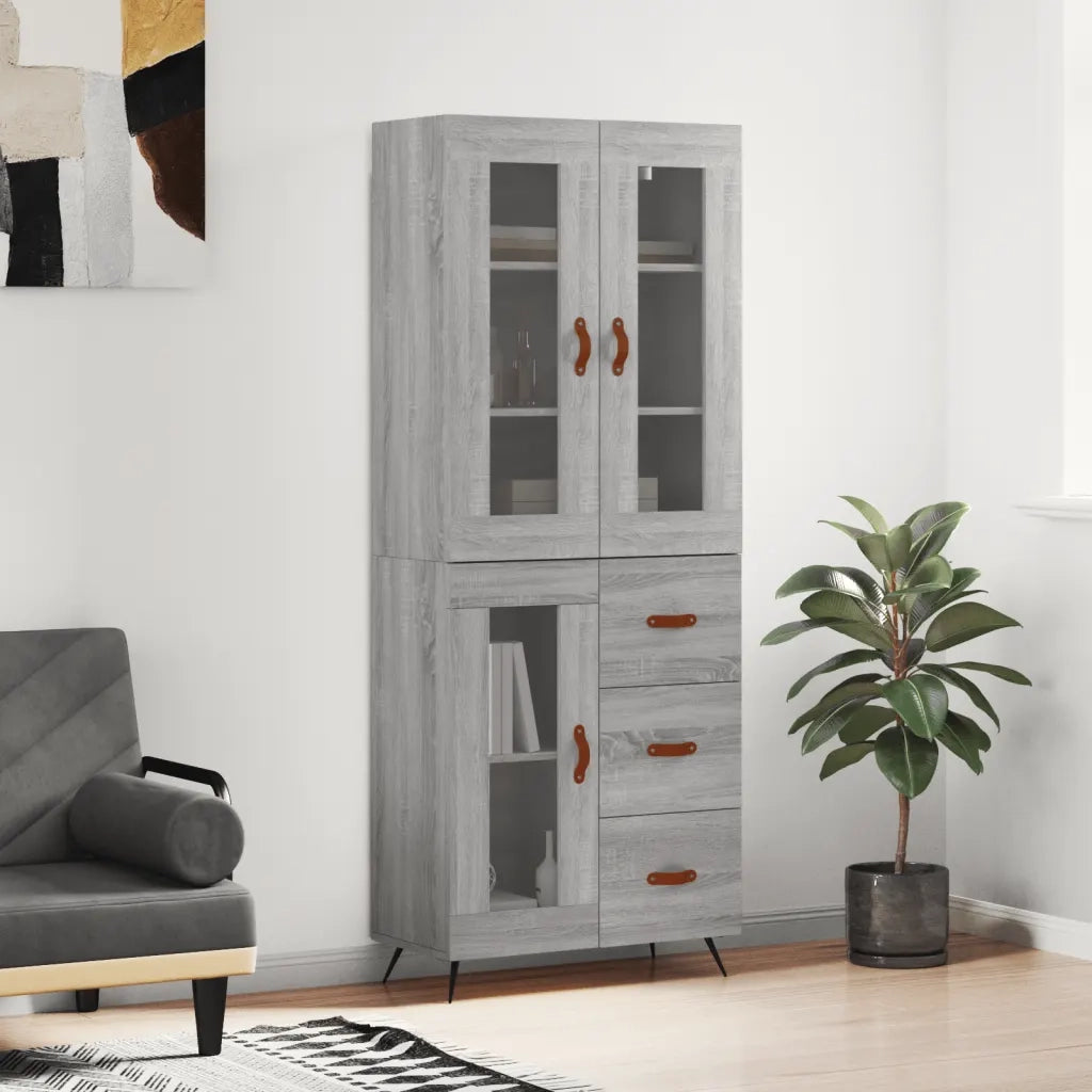 Credenza Grigio Sonoma 69,5x34x180 cm in Legno Multistrato 3198575