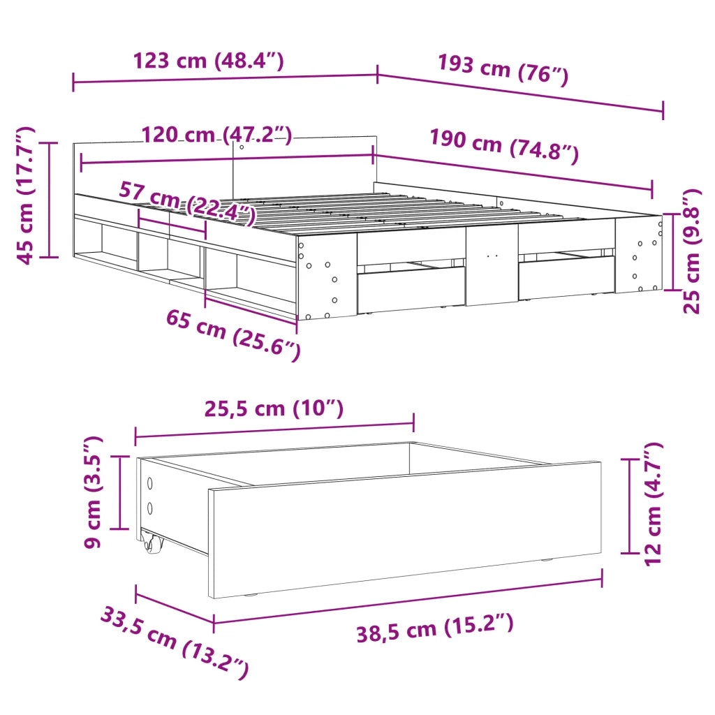 Giroletto Cassetti Grigio Cemento 120x190 cm Legno Multistrato 3280779