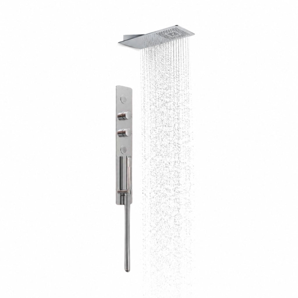 Wall kit a parete da incasso a muro acciaio inox + soffione doccia a parete acciaio inox punta quadrata