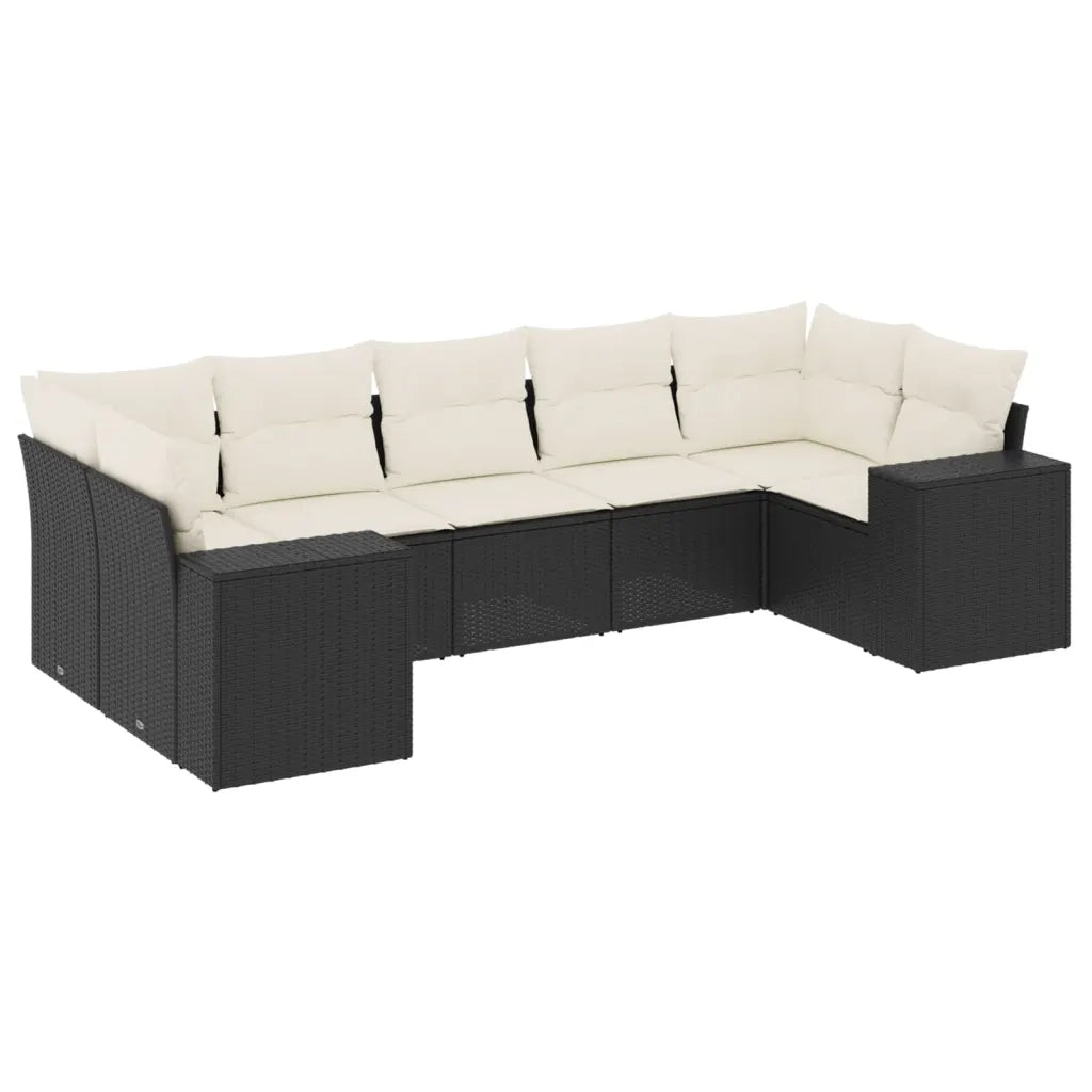 Set Divani da Giardino con Cuscini 7pz Nero Polyrattancod mxl 89229
