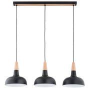 Lampada a sospensione RODOS Alfa nera legno 3xE27