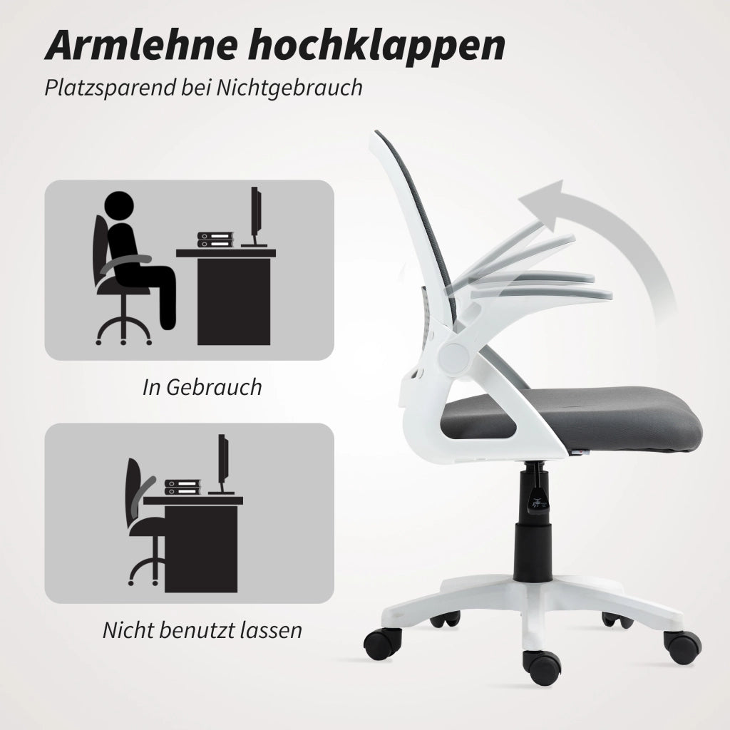 Sedia da ufficio ergonomica ¨C zephmum ¨C Grigio, Schienale in rete, Supporto lombare