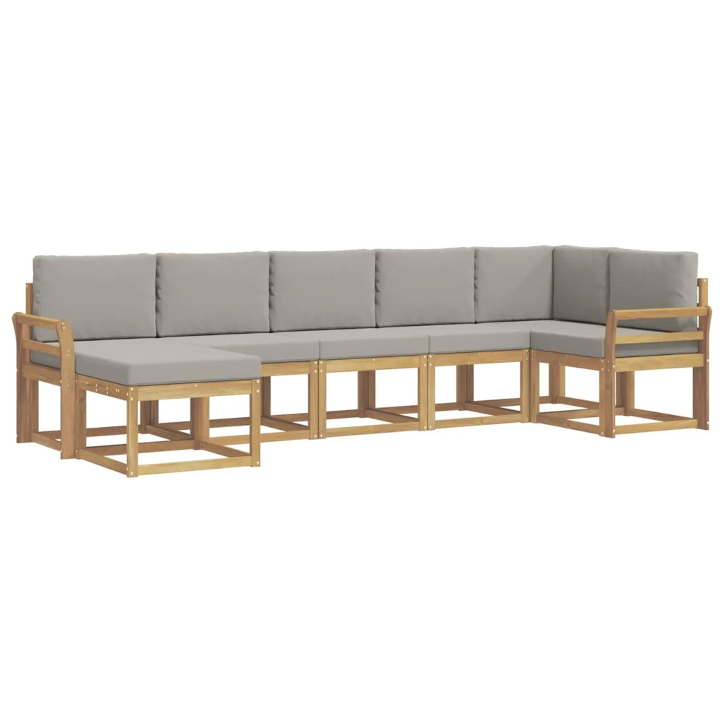 Set di divani da esterno 7 pcs Bianco e Grigio Chiaro 3387945