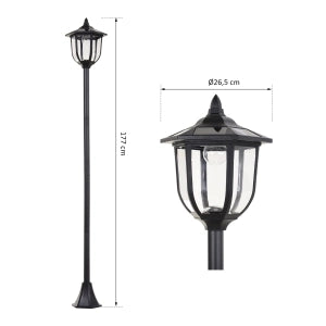 Lanterna solare LED da giardino nera, IP44, luce bianca fredda, 6 LED, autonomia fino a 6 ore
