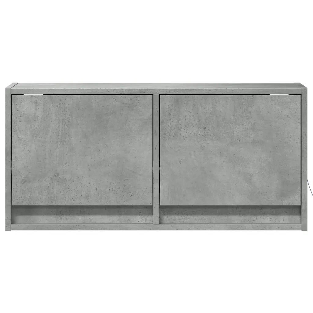 Mobile TV a Parete con Luci LED Grigio Cemento 80x31x35 cm 852358