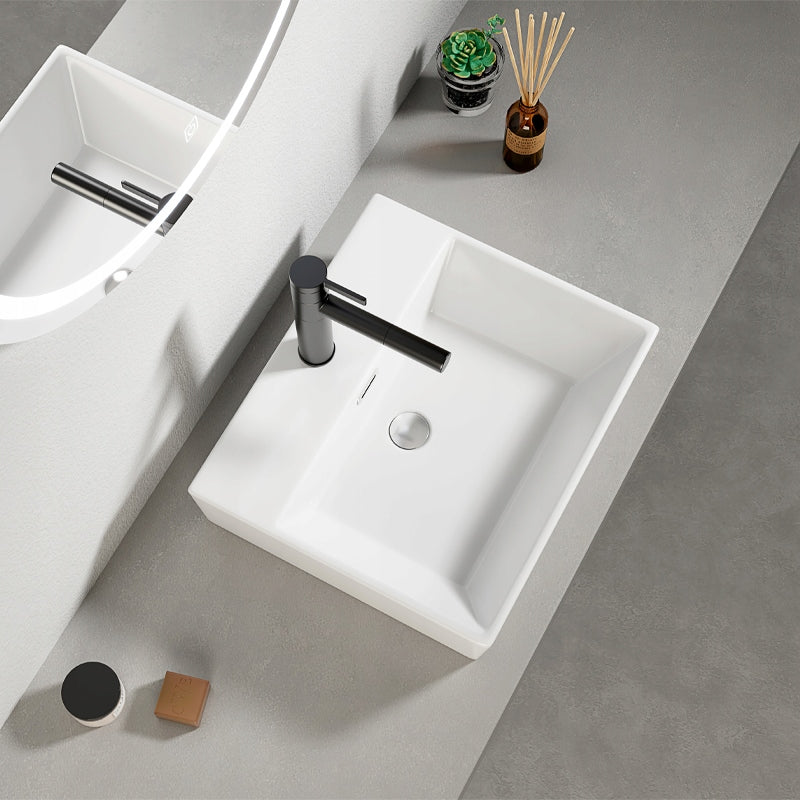 LAVABO IN CERAMICA DA APPOGGIO BIANCO RETTANGOLARE LOFT  GRANDE 41 x 36 CM