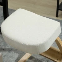 Sedia Ergonomica con Inginocchiatoio in Legno di Betulla e Cuscino, 51x69x58 cm, Crema