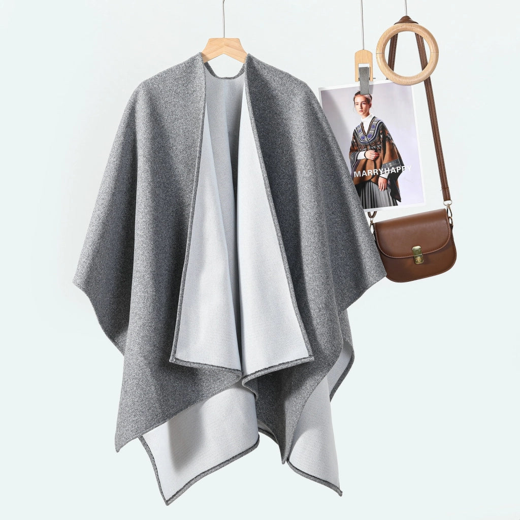 Nuovo scialle caldo e spesso in stile francese per donna, modello ampio e comodo, ideale per l'autunno e l'inverno.