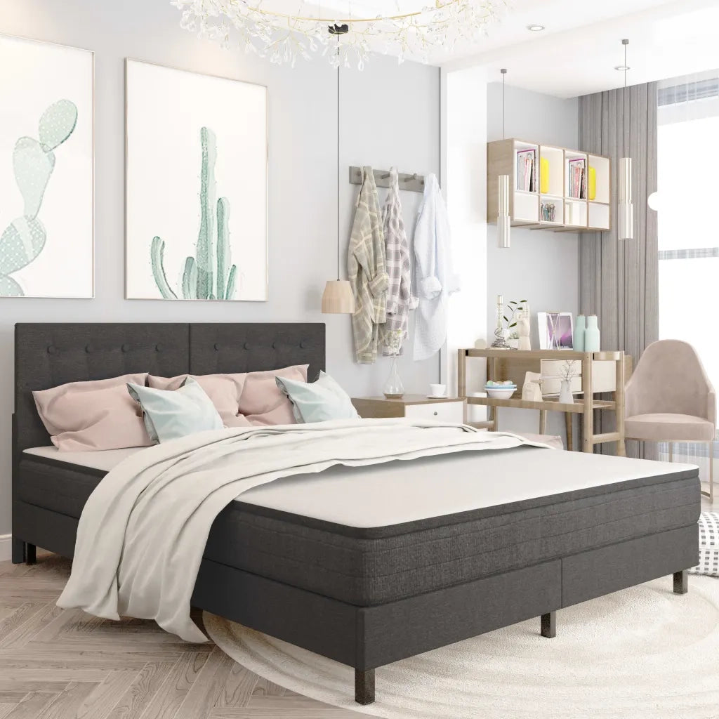 Letto a Molle Grigio Scuro in Tessuto 160x200 cm 3054713