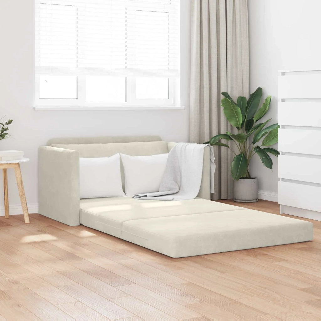 Divano letto Crema 124 x 71 x 78 cm Velluto 4106708
