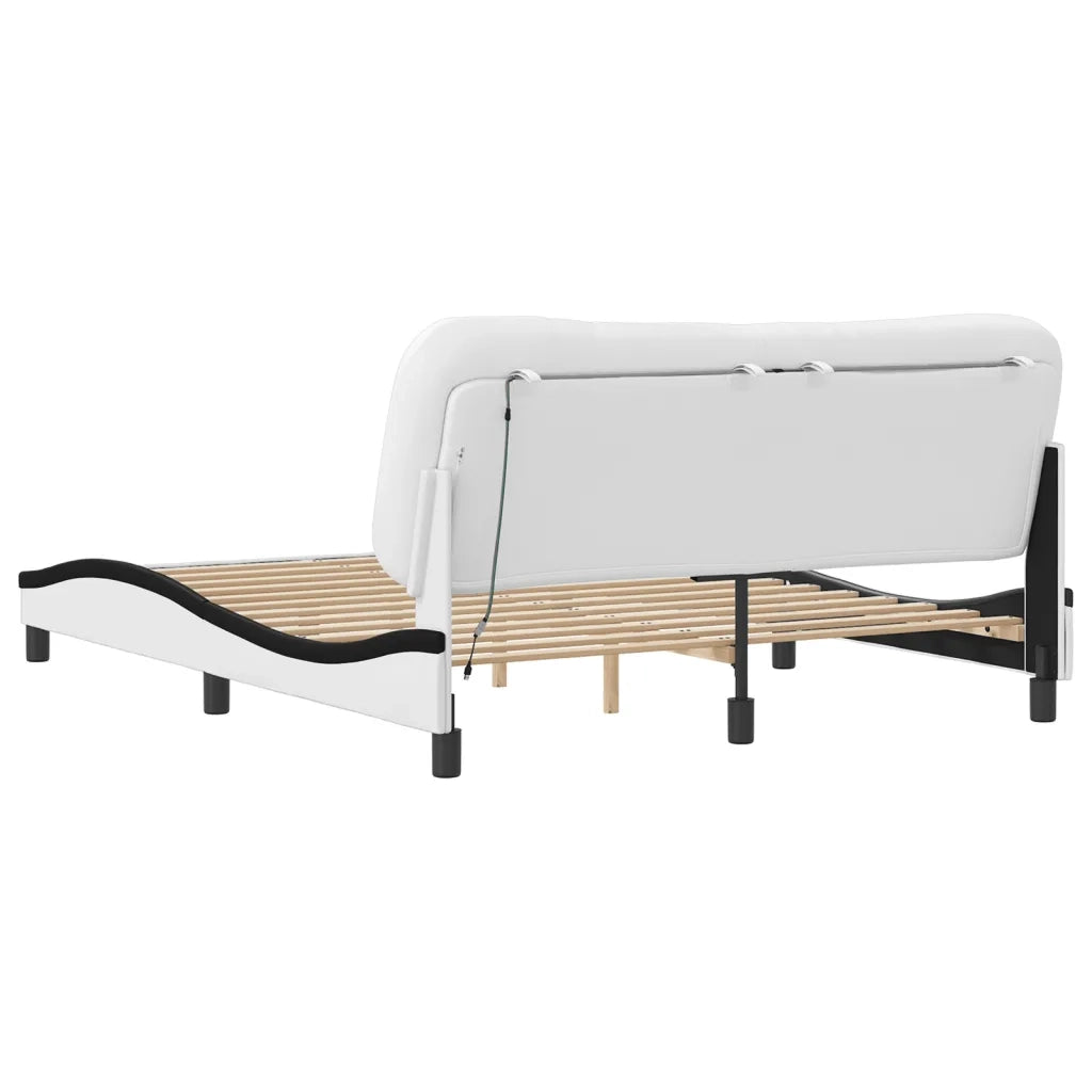 Giroletto con LED senza Materasso-Struttura Letto Hvar Bianco e Nero 160x200 cm