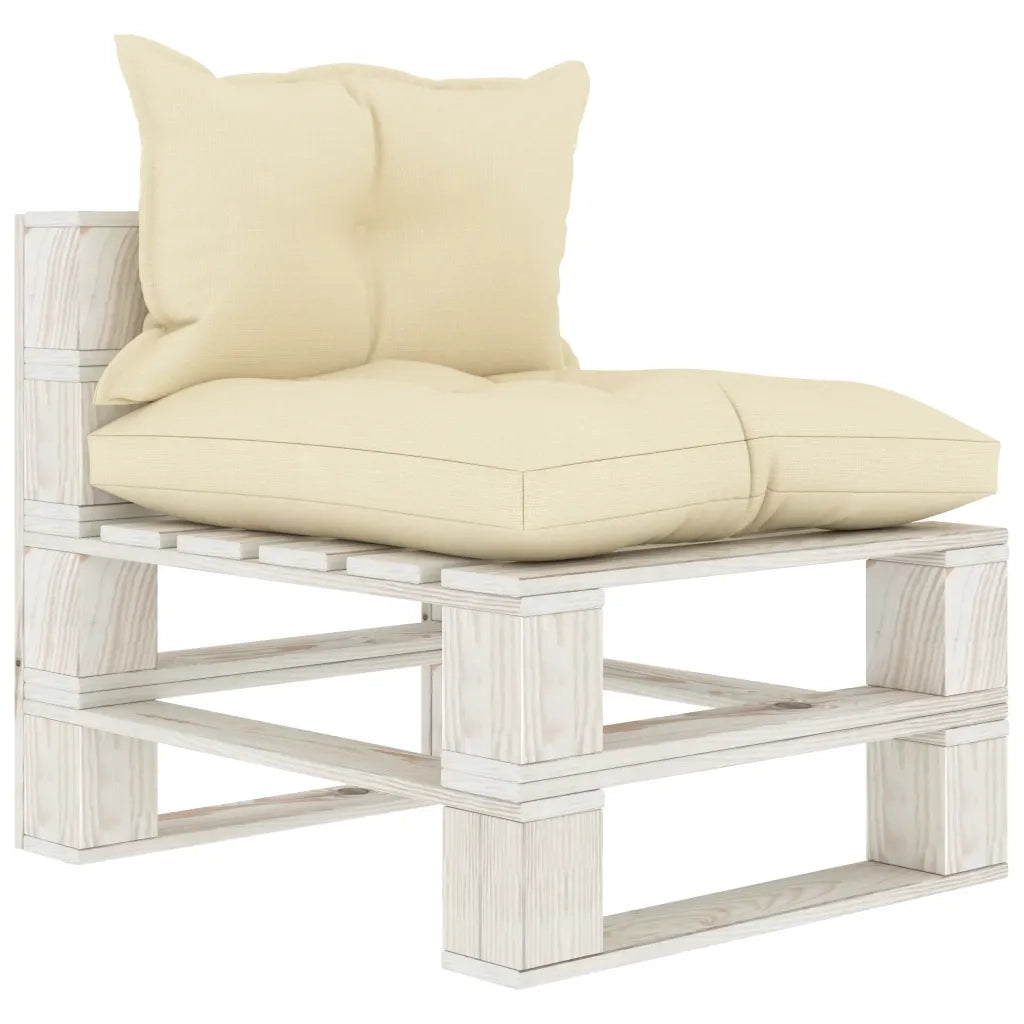 Divano da Giardino in Pallet con Cuscini Crema in Legno cod mxl 72105