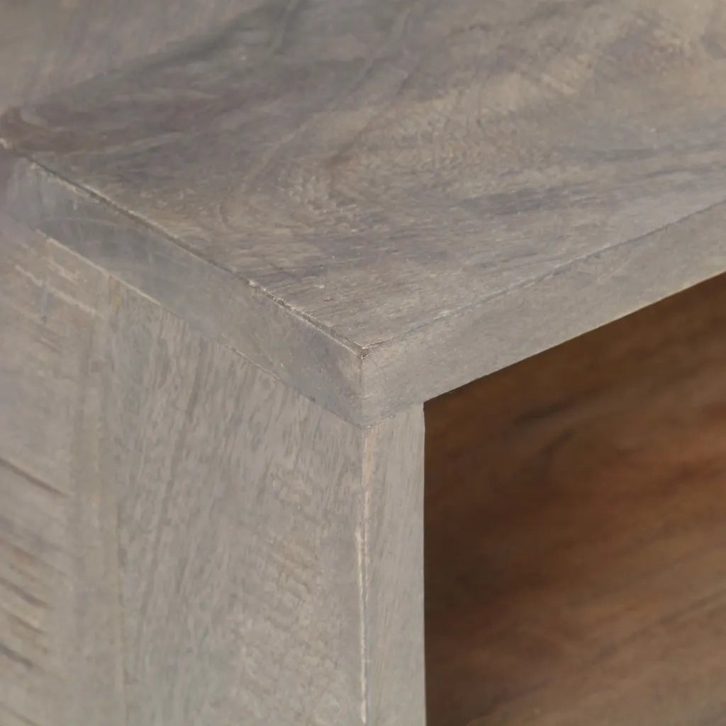 Mobile Porta TV Grigio 130x35x51 cm in Massello di Mango Grezzo 321805