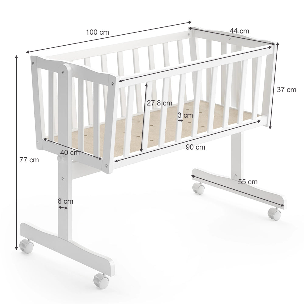 Vitalispa Lettino per bambini Bianco 40x90 con ruote